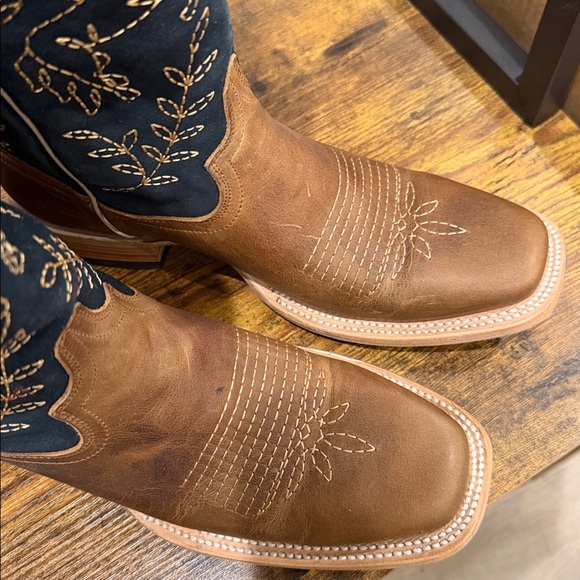 Lane BRIDLEWOOD Womens Square Toe Cowboy Boots Brown Navy Western Size 9 - Picture 16 of 16